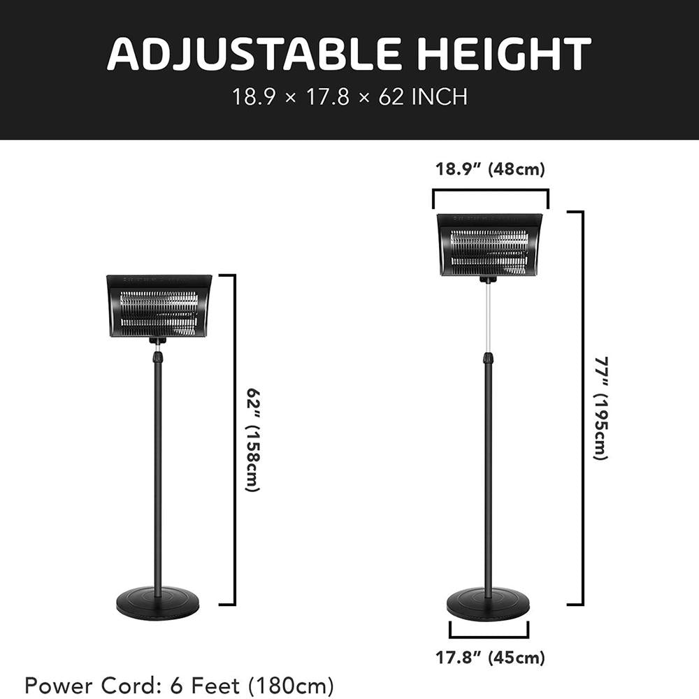 Tenozek Standing Heater Patio Outdoor Balcony, Courtyard with Overheat Protection, 750W/1500W