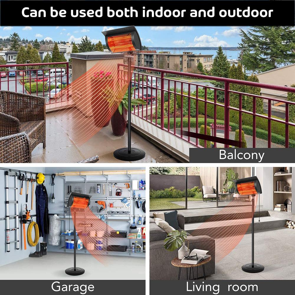 Tenozek Standing Heater Patio Outdoor Balcony, Courtyard with Overheat Protection, 750W/1500W