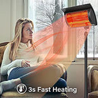 Tenozek Standing Heater Patio Outdoor Balcony, Courtyard with Overheat Protection, 750W/1500W