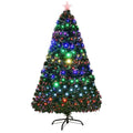 7 ft. Green Pre-lit LED Fiber Optic Artificial Christmas Tree with 280 Multi-Color LED Lights and Metal Stand