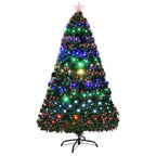 7 ft. Green Pre-lit LED Fiber Optic Artificial Christmas Tree with 280 Multi-Color LED Lights and Metal Stand