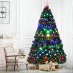 7 ft. Green Pre-lit LED Fiber Optic Artificial Christmas Tree with 280 Multi-Color LED Lights and Metal Stand