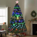 7 ft. Green Pre-lit LED Fiber Optic Artificial Christmas Tree with 280 Multi-Color LED Lights and Metal Stand