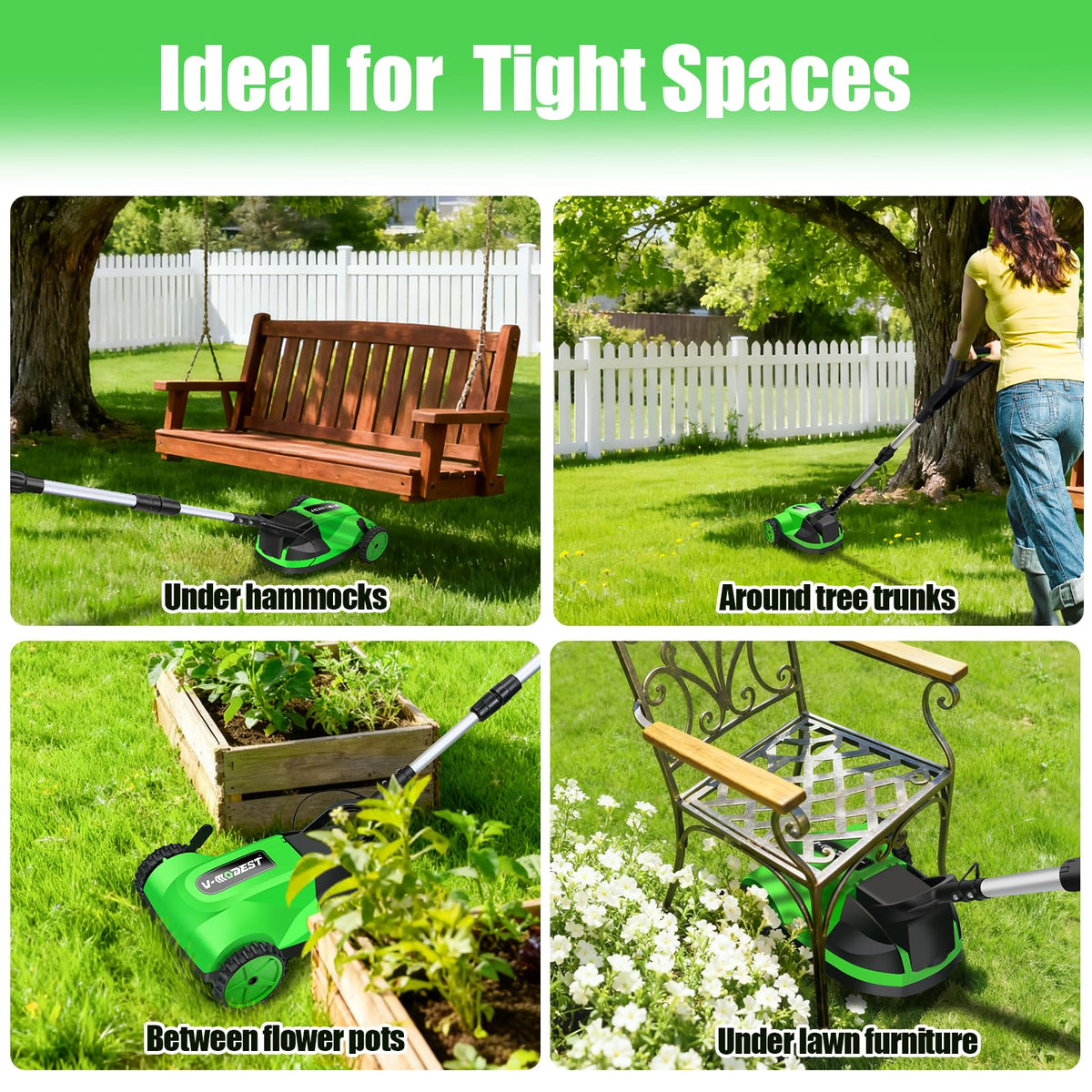 Cordless Lawn Mower, Electric Small Lawn Mower with 2 x 21V 4.0Ah Battery, Lightweight Mini Lawn Mower with Brushless Motor, 3 Cutting Heights, Garden Yard Lawn Care