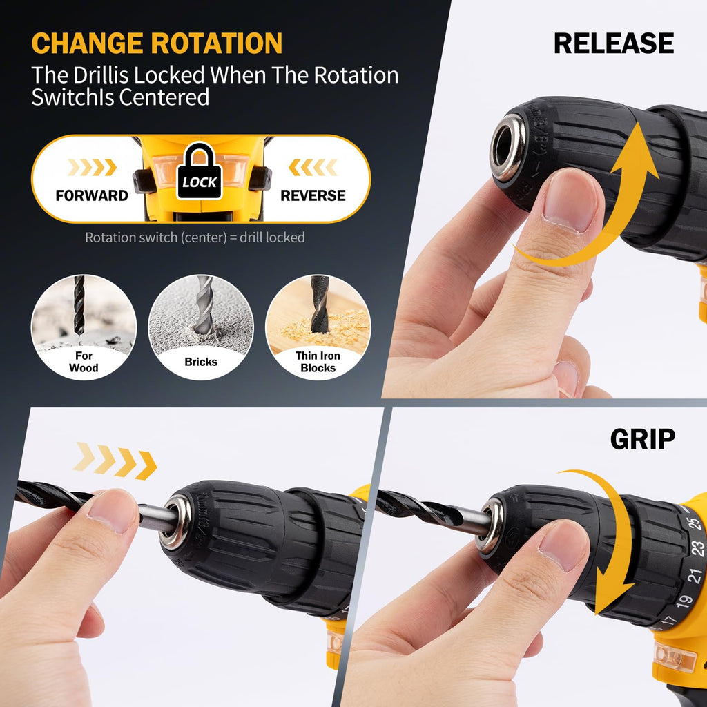 223-Piece Power Drill Tool Set, 12V Cordless Drill Driver Kit with Drawer Toolbox, Socket & Bit Set, Hex Keys, Wrench for Home Renovation, DIY Projects & GaraUse