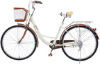 Complete Cruiser Bikes, 26 Inch Beach Bike for Women - Classic Retro Bicycler Bicycle with Baskets &amp; Rear Racks, Comfortable Commuter Bicycle for Leisure Picnics &amp; Shopping