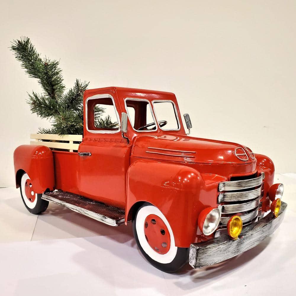 36 in. Red Metal Truck Decoration