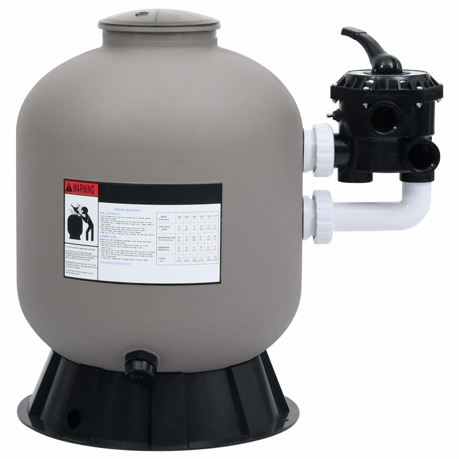 maboto pool sand filter with side mount 6-way valve gray