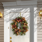 30 in. Apple Decorated Artificial Christmas Wreath with LED Lights