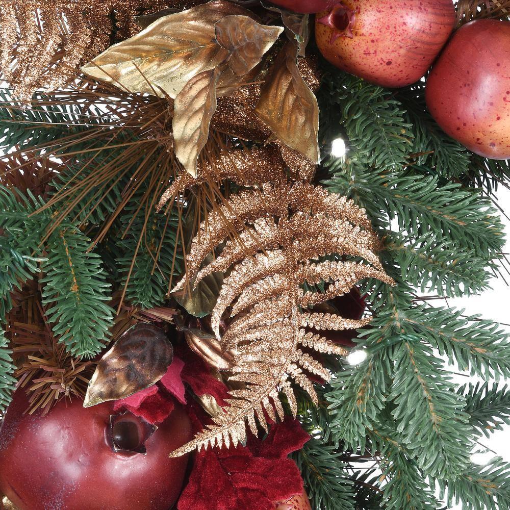30 in. Apple Decorated Artificial Christmas Wreath with LED Lights