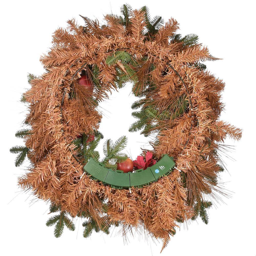 30 in. Apple Decorated Artificial Christmas Wreath with LED Lights