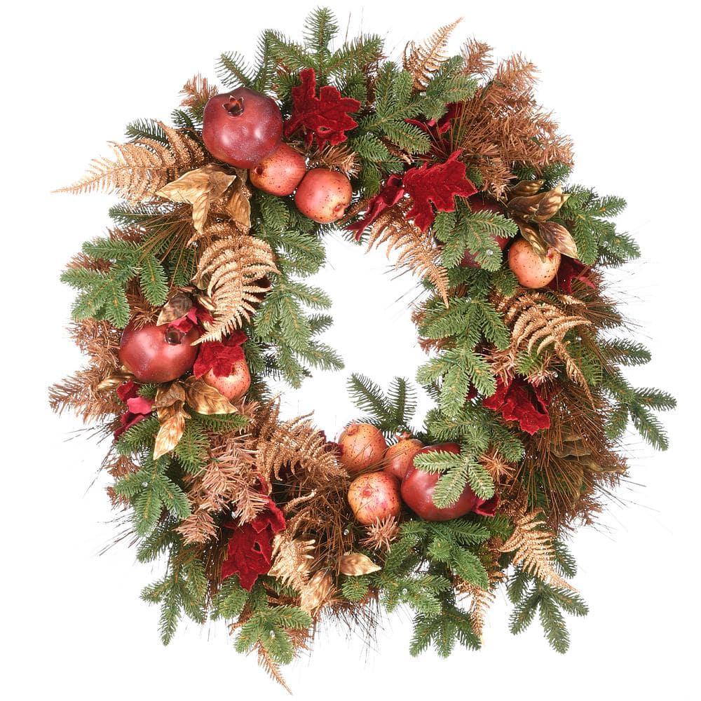 30 in. Apple Decorated Artificial Christmas Wreath with LED Lights