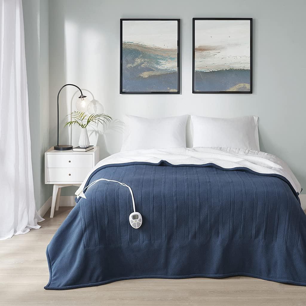 Gracie MIlls Polyester and Cotton Fleece to Sherpa Heated Blanket ST54-0101