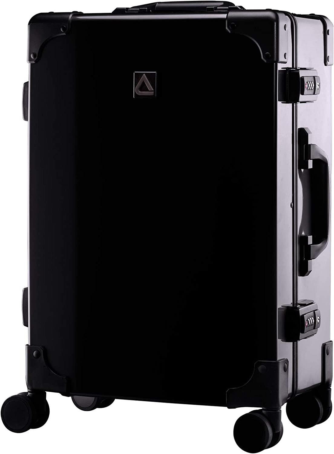 Classico Suitcase with Built-in TSA Lock - Zipperless 20 Inch Hardside Carry On Bag- Lightweight (ABS+PC) Luggage With 8-Rolling Spinner Wheels (Black)