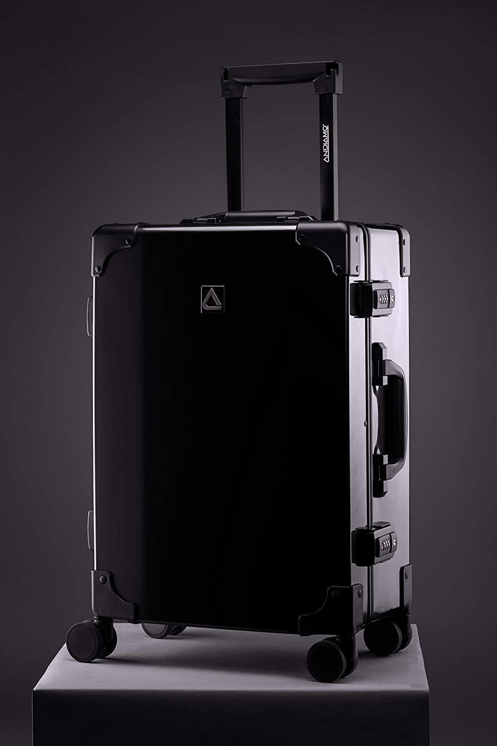 Classico Suitcase with Built-in TSA Lock - Zipperless 20 Inch Hardside Carry On Bag- Lightweight (ABS+PC) Luggage With 8-Rolling Spinner Wheels (Black)
