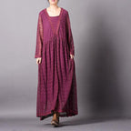 Loose Lace Embroidered Maxi Long Sleeve Dress