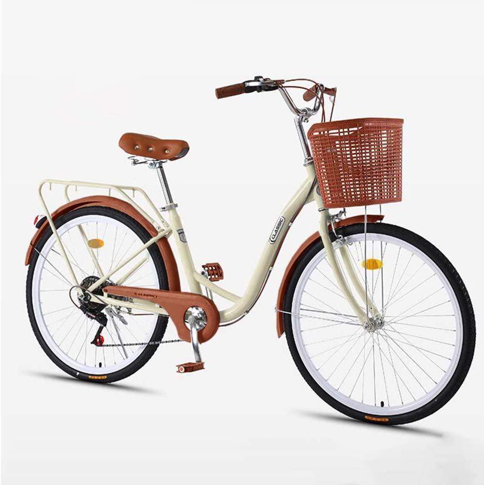 Lanemin Womens Classic Cruiser Bike 24/26 Inch Retro Bicycle Beach Cruiser Bike Trail Bike with Basket