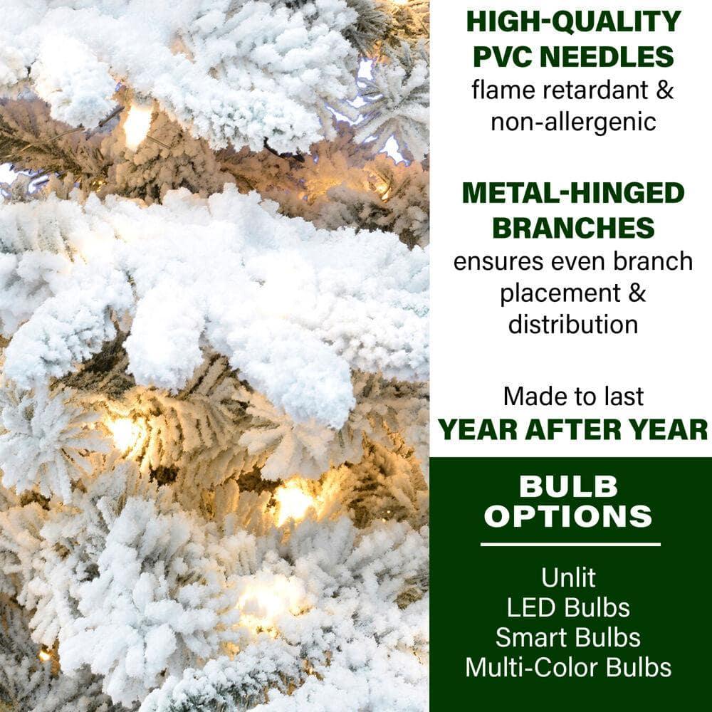 12 ft. Pre-Lit Flocked Pine Valley Artificial Christmas Tree with Warm White LED Lighting