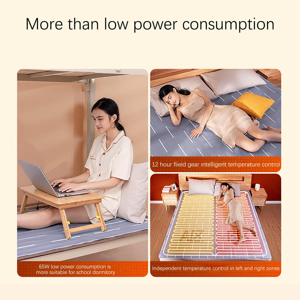 Fuieoe Small Electric Blanket Household Non-woven Heating Pads Bedroom Waterproof Double Dual-control Smart Thermostat Electric Blankets