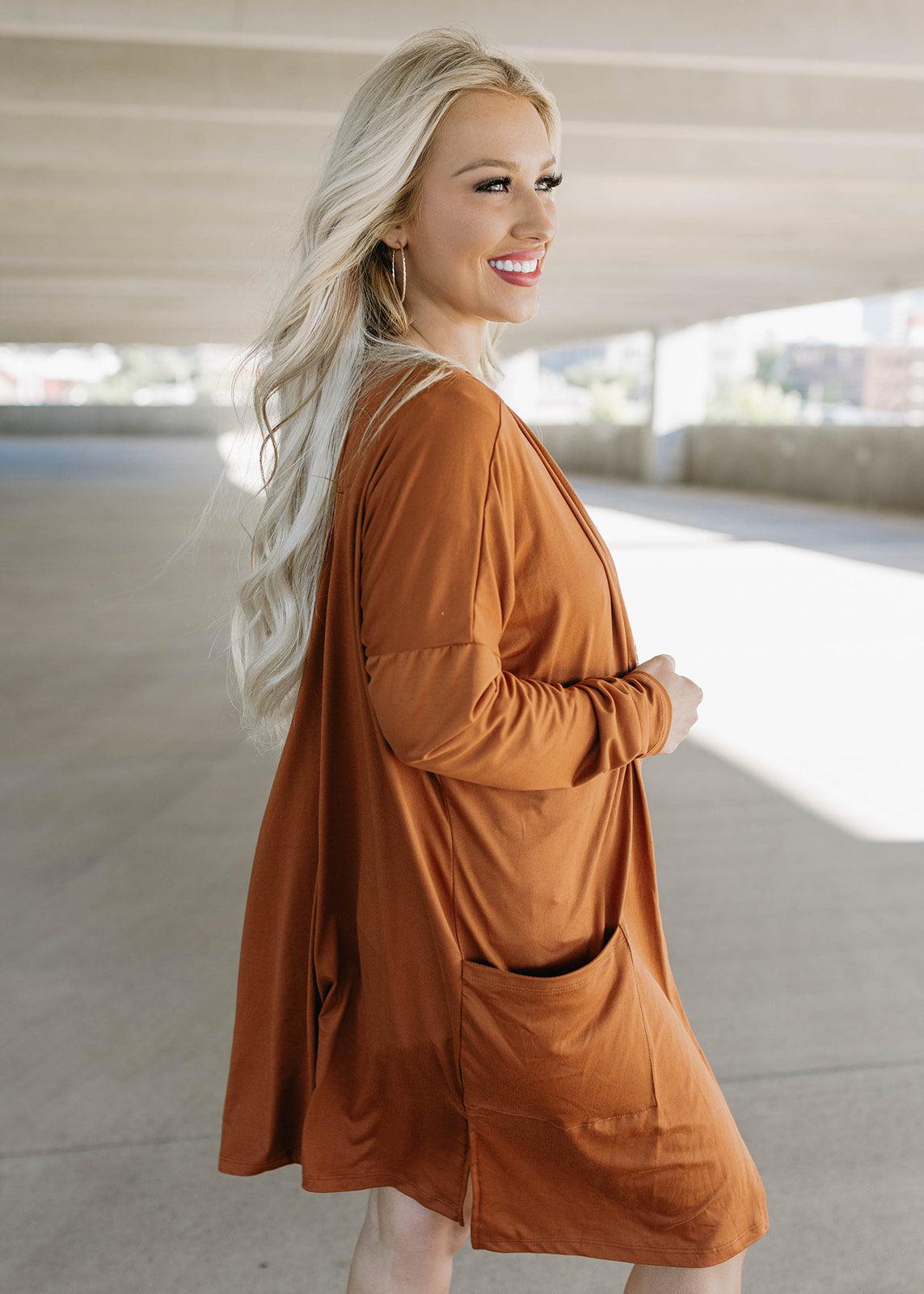 long pocket cardigan
