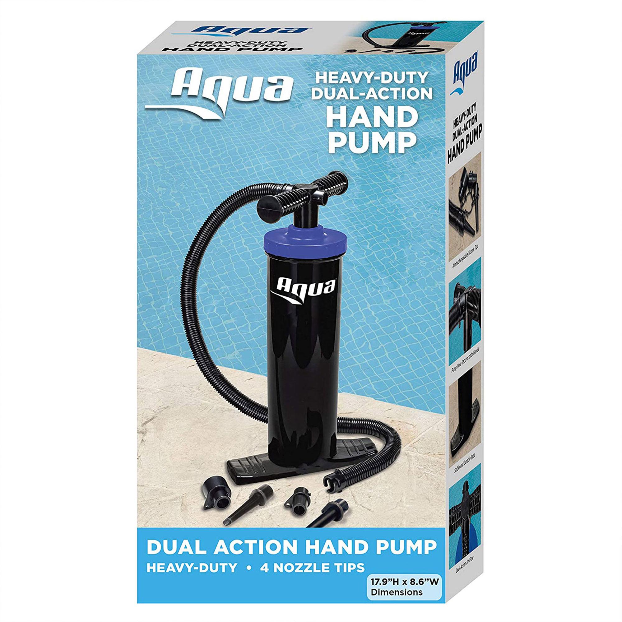 Aqua Key West Ultra Cushioned Comfort Lounge Swimming Pool Float with Pillow &amp; Dual Action Hand Pump with 4 Nozzle Adapters