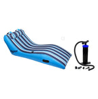 Aqua Key West Ultra Cushioned Comfort Lounge Swimming Pool Float with Pillow &amp; Dual Action Hand Pump with 4 Nozzle Adapters