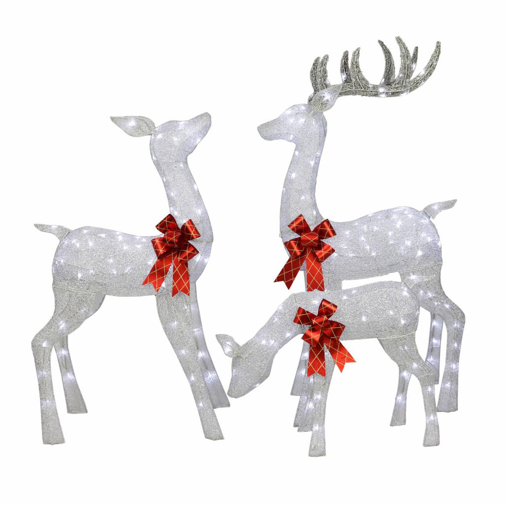 Puleo International 3 Piece Resin Deer Family Lighted Outdoor Christmas Decor