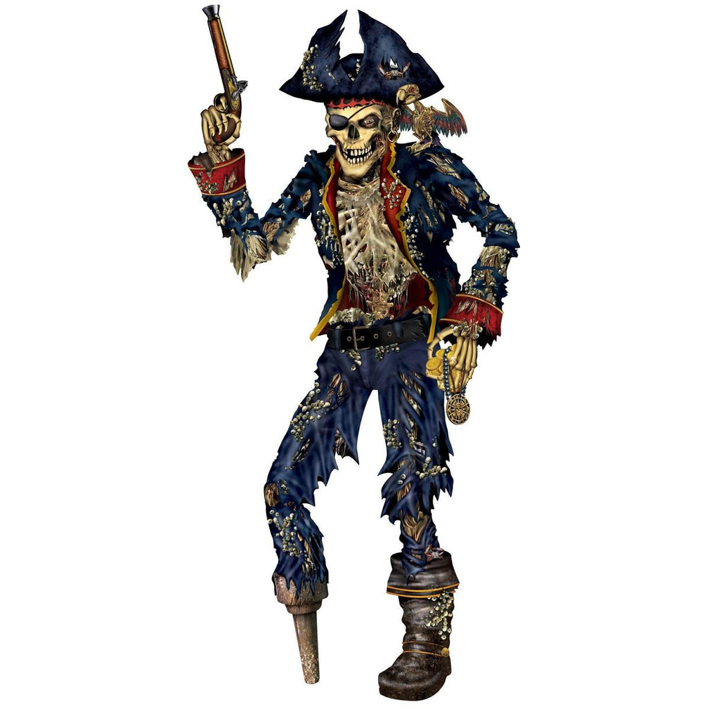 Club Pack of 12 Jointed Gruesome Pirate SkelHalloween Wall Decoration 6'
