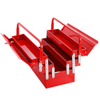 Metal Tool Box, 18-inch Cantilever Folding Red StoraBox, 3-Layer 5-Tray Multi-Function Tool Organizer, Red