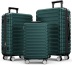 Luggage Sets Expandable ABS Hardshell 3pcs Clearance Luggage Hardside Lightweight Durable Suitcase sets Spinner Wheels Suitcase with TSA Lock (Dark Green)