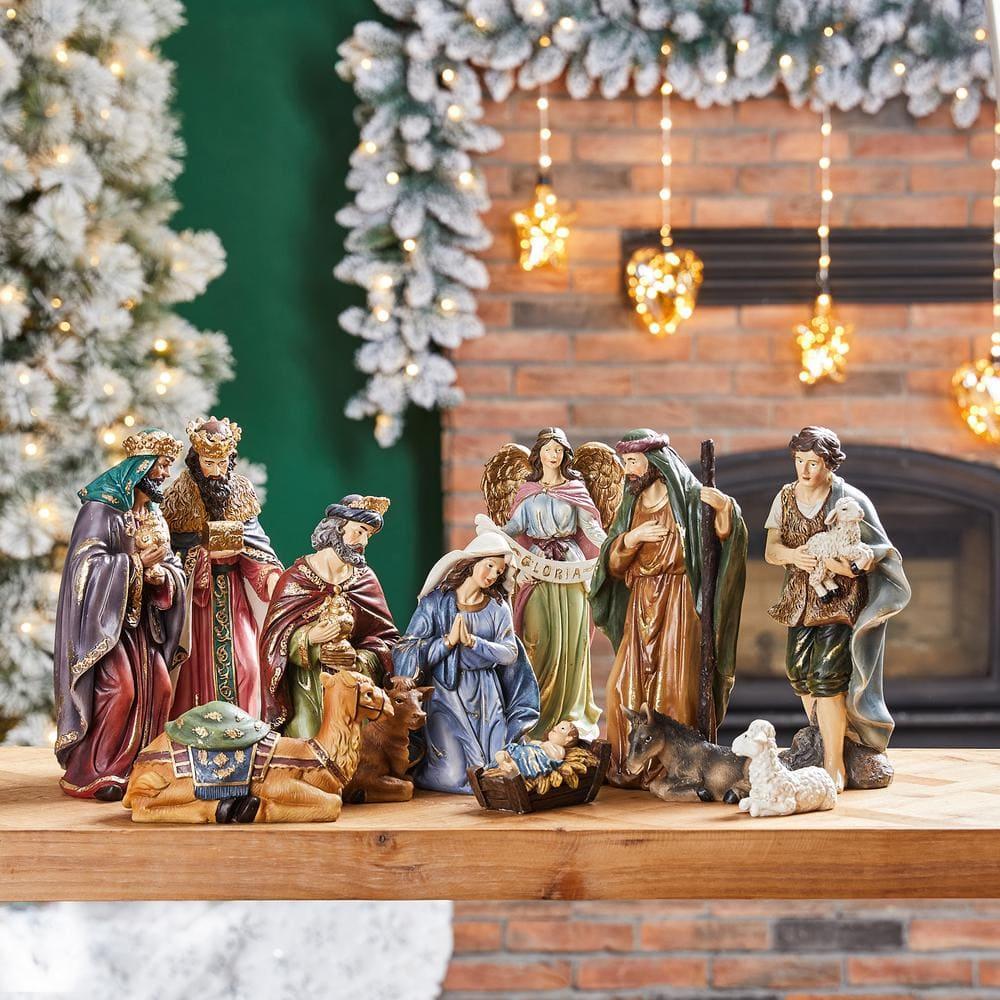 16 in. H Oversized Resin Nativity Figurine Set (12-Pieces)