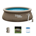 Summer Waves 8 Foot x 30 Inch Quick Set Above Ground Inflatable Outdoor Swimming Pool with Filter Pump, Replacement Cartridge,