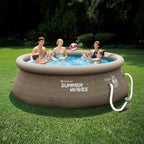 Summer Waves 8 Foot x 30 Inch Quick Set Above Ground Inflatable Outdoor Swimming Pool with Filter Pump, Replacement Cartridge,