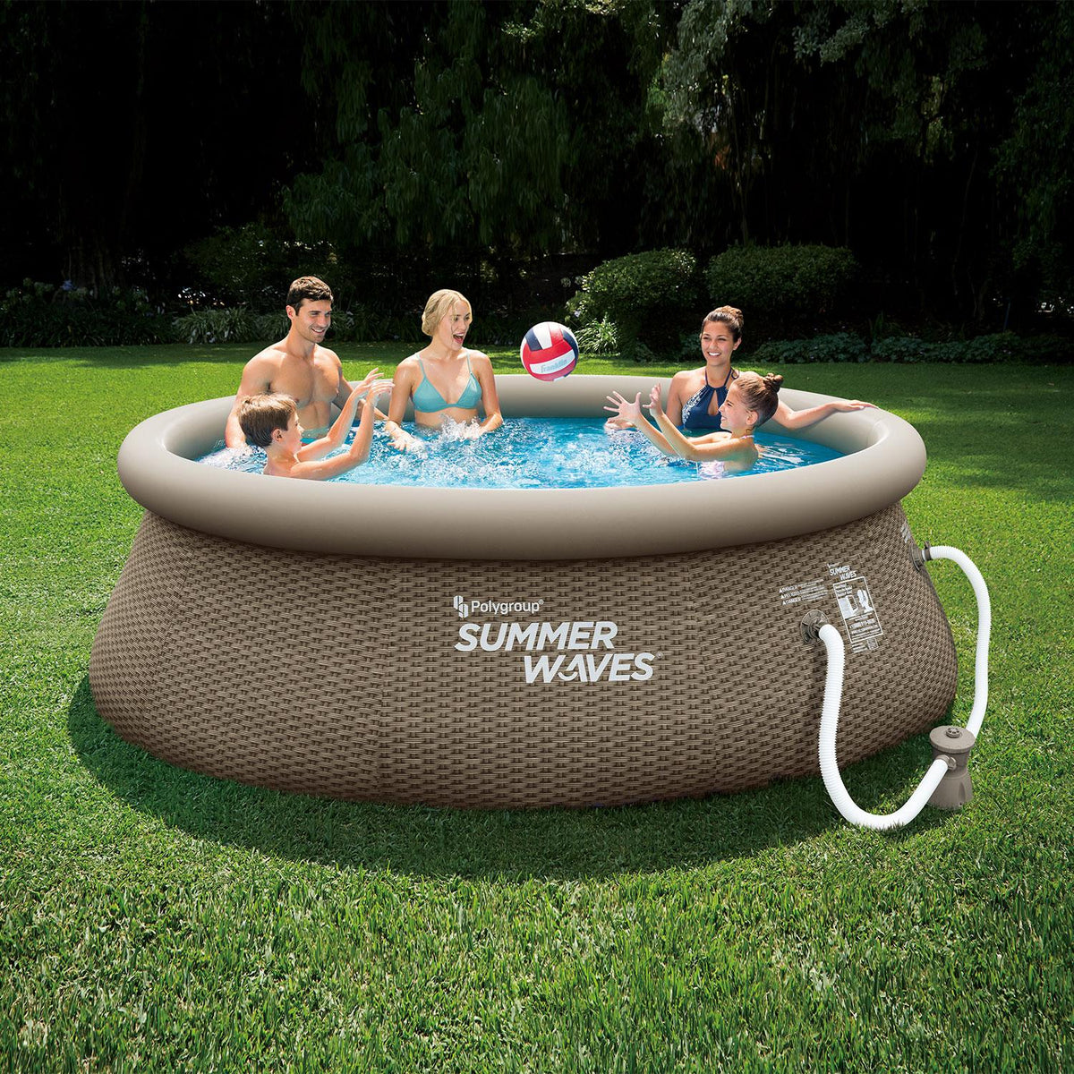 Summer Waves 8 Foot x 30 Inch Quick Set Above Ground Inflatable Outdoor Swimming Pool with Filter Pump, Replacement Cartridge,
