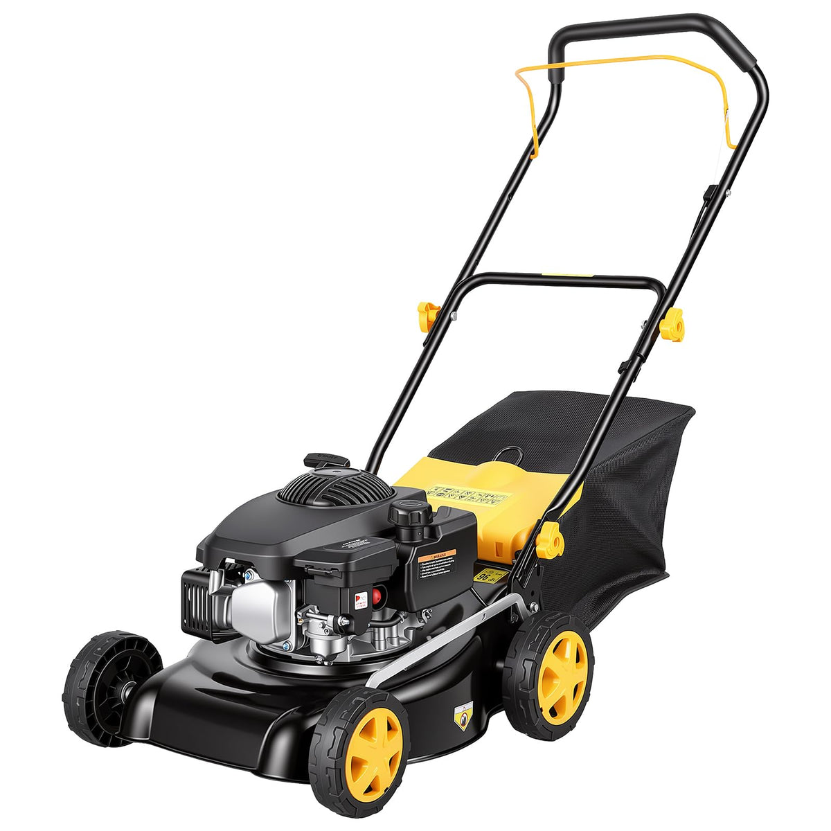 132CC Gas Lawn Mower 16-Inch with 45L Grass Bag and Height Adjustment | 4-stroke engine, 16-inch cutting width, 45L grass bag, 8-position height adjustment for small to medium yards
