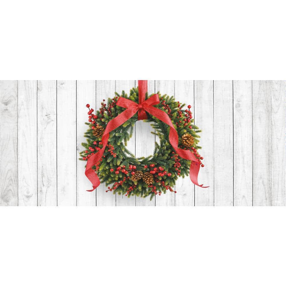 7 ft. x 16 ft. Christmas Wreath-Christmas Garage Door Decor Mural for Double Car Garage
