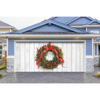 7 ft. x 16 ft. Christmas Wreath-Christmas Garage Door Decor Mural for Double Car Garage