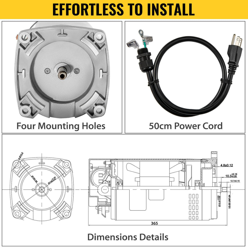 vevor 1.5 hp 115/230v pool pump motor 56y swimming pool motor replacement kit