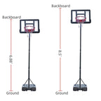 Ktaxon Portable Basketball Hoop, 6.9 Ft - 8.5 Ft Height Adjustable Basketball Goal System, with Wheels and Shatterproof Backboard, for Indoor Outdoor Backyard