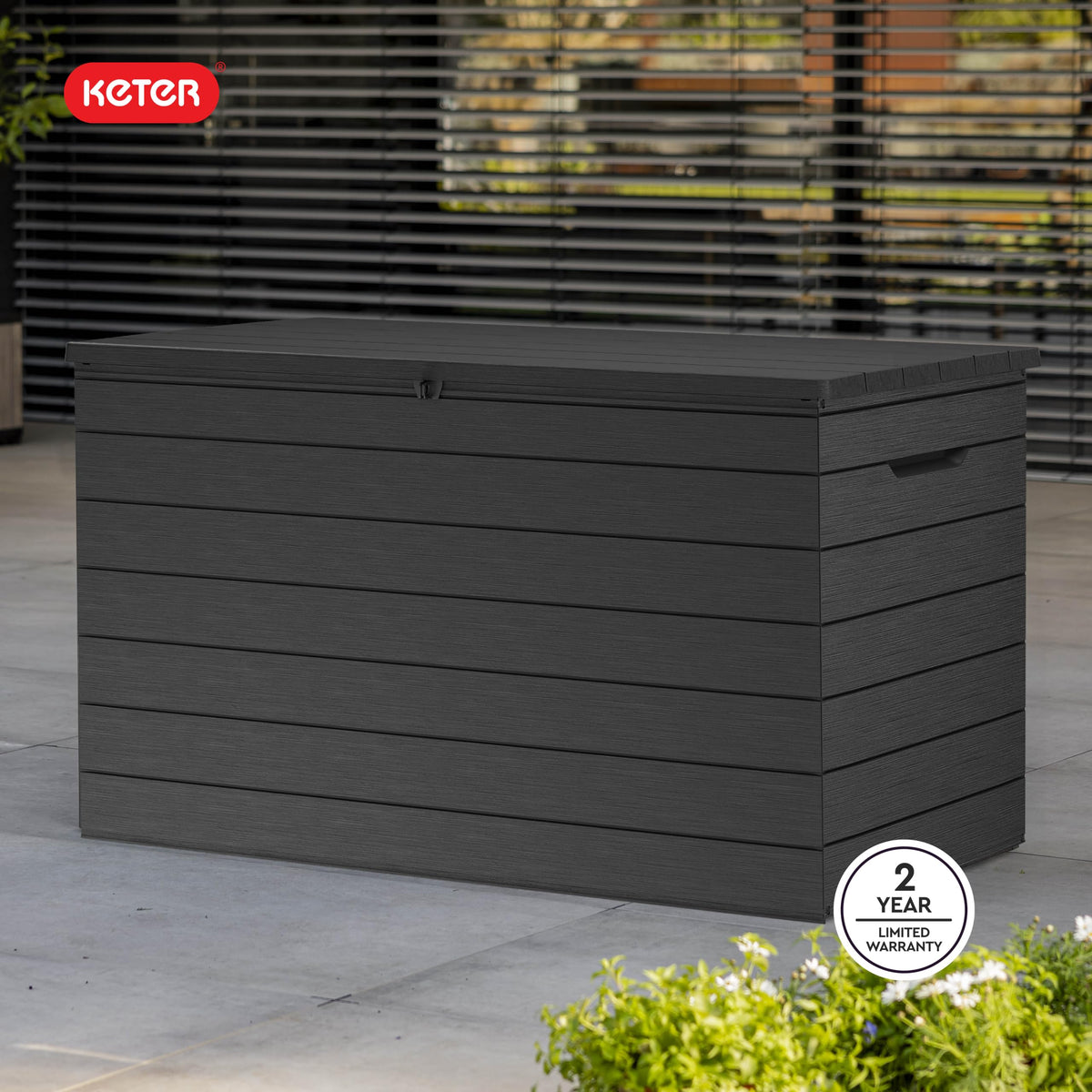Astoria 150 Gallon Outdoor StoraDeck Box – LarWaterproof Resin StoraBox with Lockable Lid for Patio Cushions, Pool Supplies, Garden Tools & Outdoor Accessories, Dark Gray | Waterproof Resin, For Patio Furniture Cushions, Pool Supplies, Ga