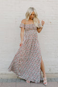 on me floral maxi dress