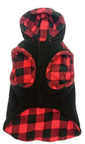 Outdoor Dog Toggle Plaid Trim Dog Coat - Black (4 Pack)