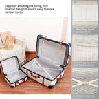 Luggage Sets Carry On Cute Suitcase With Rolling Spinner Wheels TSA Lock Retro Trunk Luggage 3 pieces (Ivory White, 14inch &amp; 20inch &amp; 28inch)