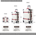 Luggage Sets Carry On Cute Suitcase With Rolling Spinner Wheels TSA Lock Retro Trunk Luggage 3 pieces (Ivory White, 14inch &amp; 20inch &amp; 28inch)