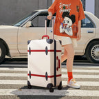 Luggage Sets Carry On Cute Suitcase With Rolling Spinner Wheels TSA Lock Retro Trunk Luggage 3 pieces (Ivory White, 14inch &amp; 20inch &amp; 28inch)