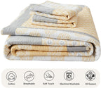 Quilt Queen, Queen Size Cotton Quilt Set, Real-Patchwork Farmhouse Floral Bedspreads for Queen Bed, Yellow Grey White Lightweight Reversible Bed Quilt for All Season, Bedding Set 3 Pieces