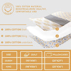 Quilt Queen, Queen Size Cotton Quilt Set, Real-Patchwork Farmhouse Floral Bedspreads for Queen Bed, Yellow Grey White Lightweight Reversible Bed Quilt for All Season, Bedding Set 3 Pieces