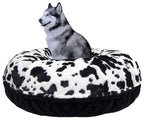 Bessie and Barnie Signature Black Puma/ Spotted Pony Extra Plush  Fur Bagel Pet / Dog Bed (Multiple Sizes)