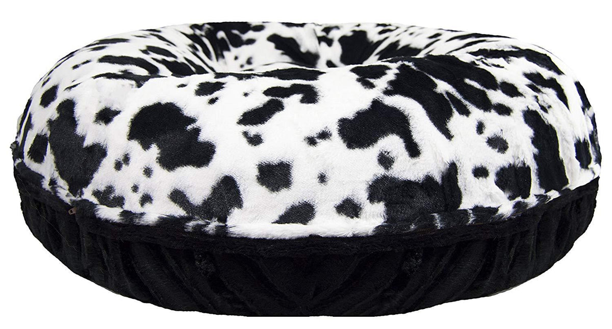 Bessie and Barnie Signature Black Puma/ Spotted Pony Extra Plush  Fur Bagel Pet / Dog Bed (Multiple Sizes)