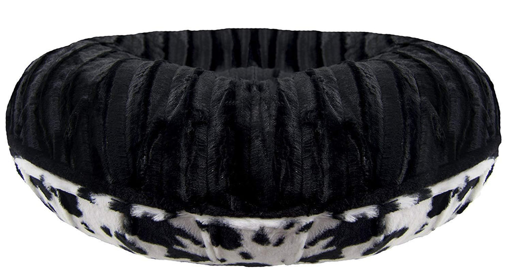 Bessie and Barnie Signature Black Puma/ Spotted Pony Extra Plush  Fur Bagel Pet / Dog Bed (Multiple Sizes)